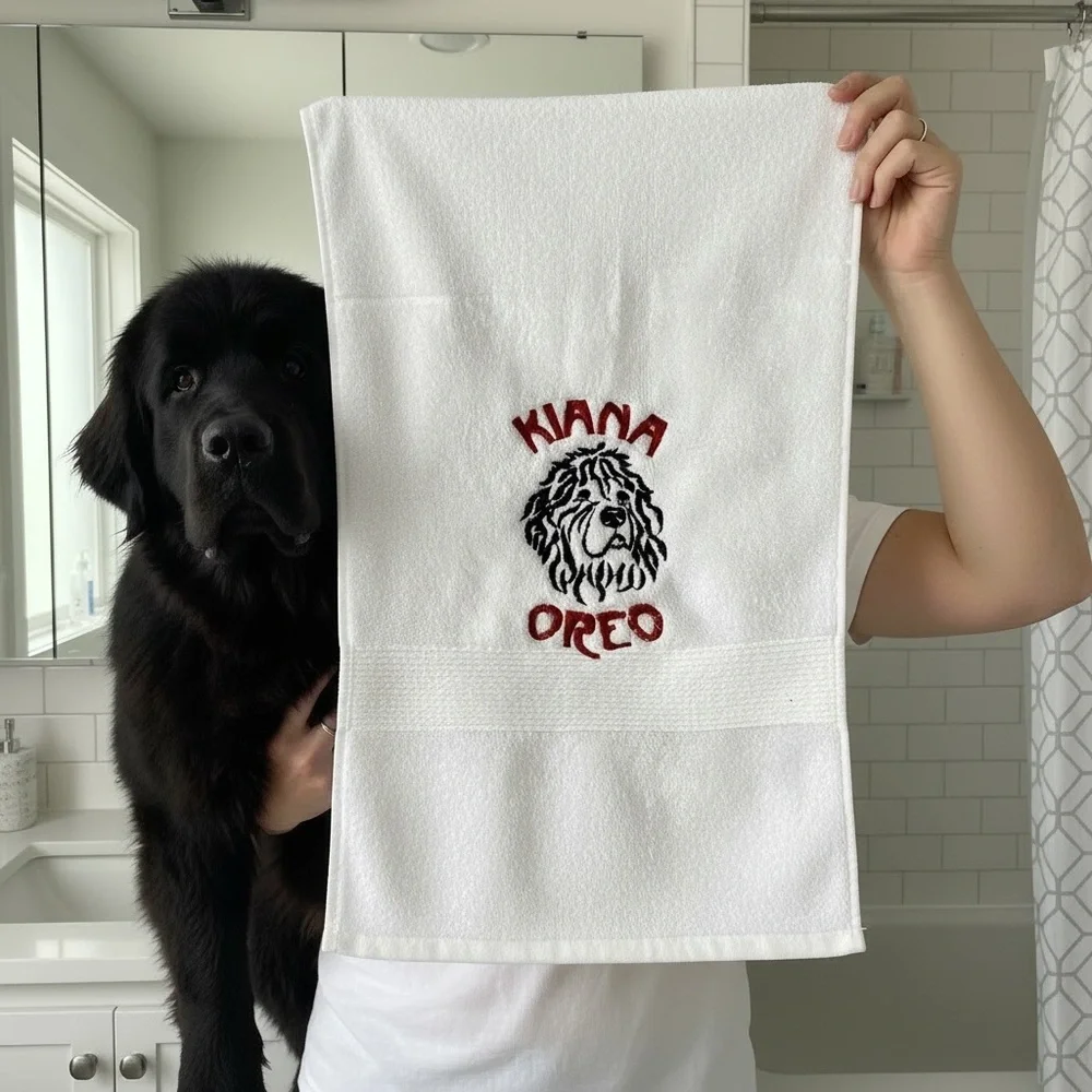 Hand Personalized Embroidered Towel your pet’s name dog, cat horses, any pet
